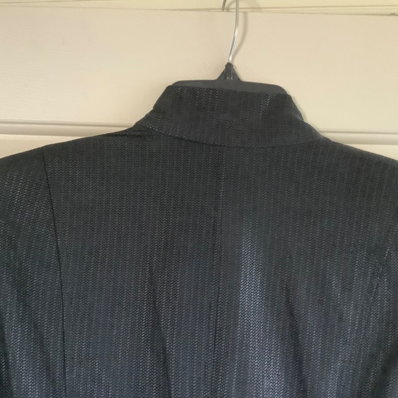 G.I.L.I Open Front Tonal Printed Leather Jacket with Pockets Black SZ 14 - Picture 11 of 16